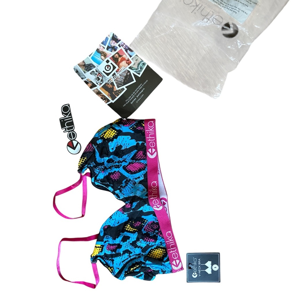 Ethika Viper Sport  Bra - Vibrant Blue, Print with Sticker